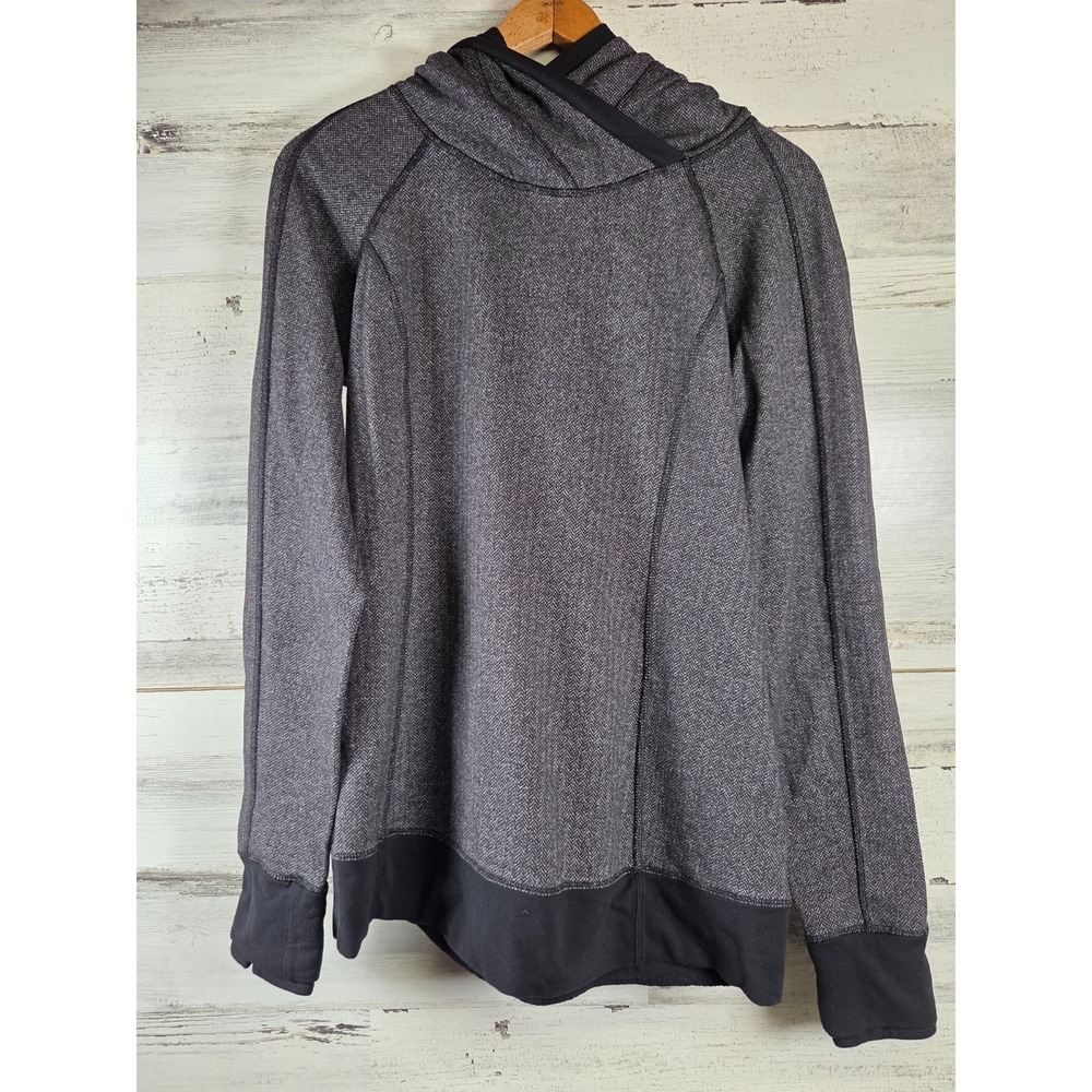 Lululemon Sweatshirt Womens Size 10 Gray Black Run Ambition Pullover Hooded‎